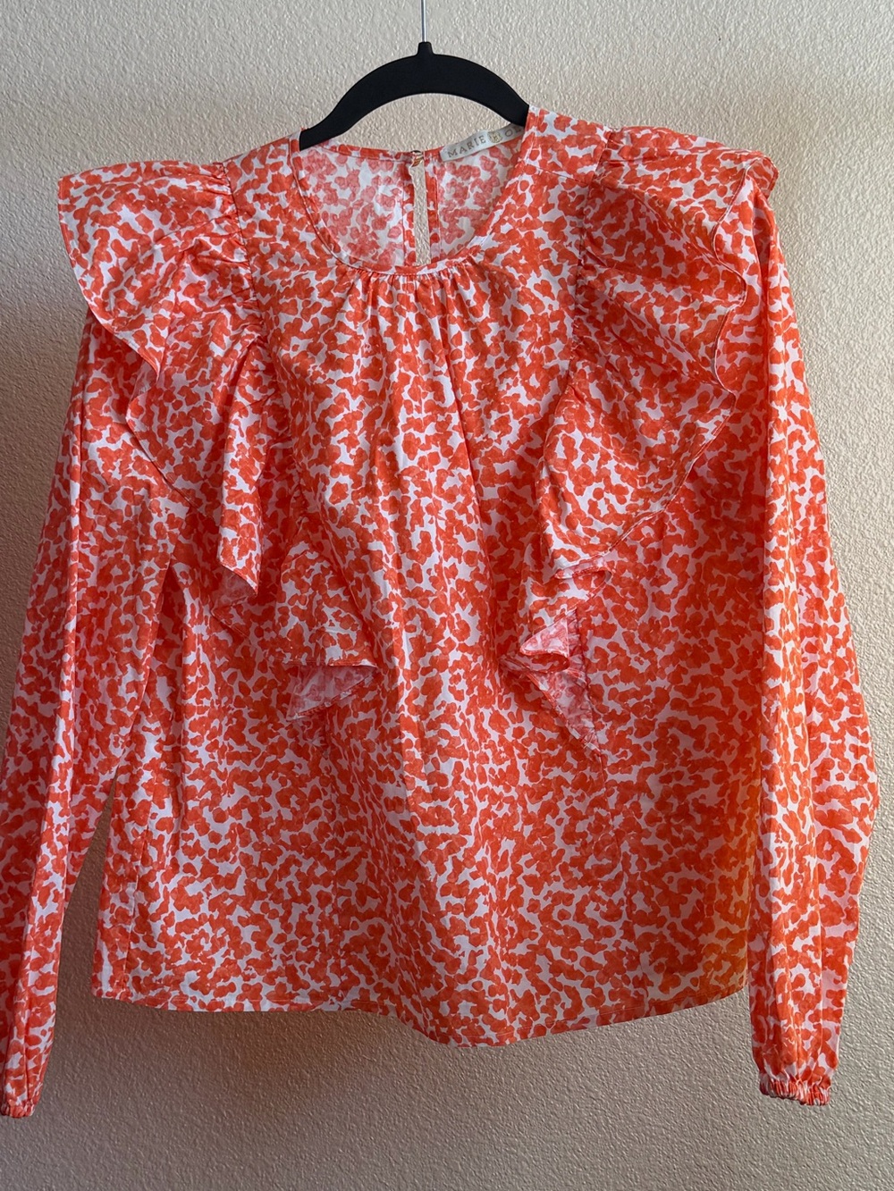 Brand new ! Marie Oliver Orange Printed Ruffle Blouse